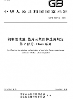 鋼制管法蘭、墊片及緊固件選用規(guī)定 第2部分：Class系列國標(biāo)/T 43079.2-2023